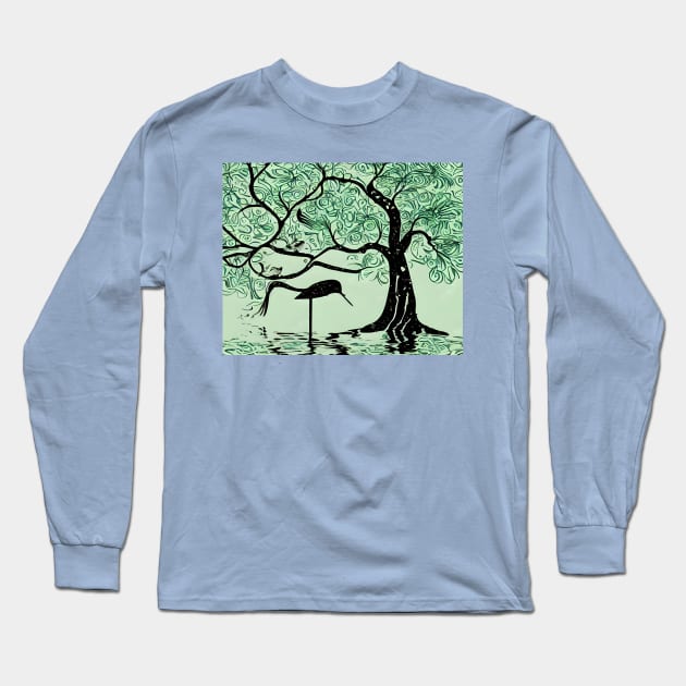 World Water Day Tree Bird lake Long Sleeve T-Shirt by Forumedia